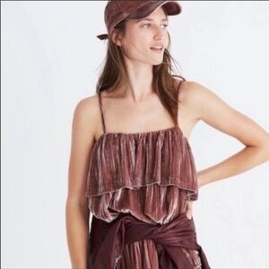 Madewell Crushed Velvet Ruffle Tank